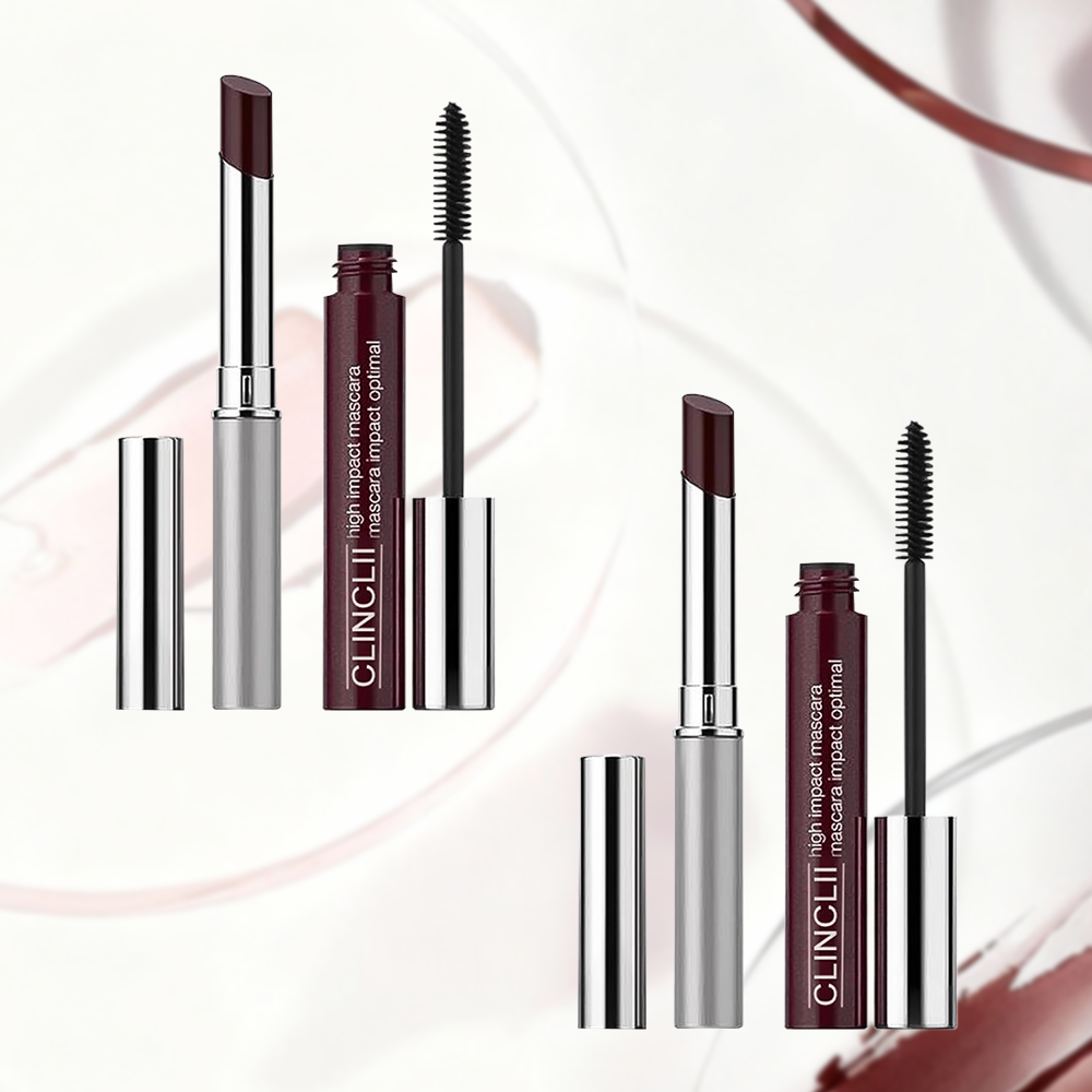 Honey-colored lipstick + mascara