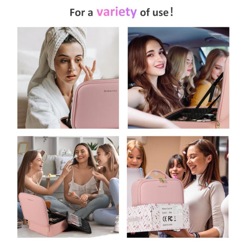 Portable 3-Color LED Makeup Bag with Detachable Mirror