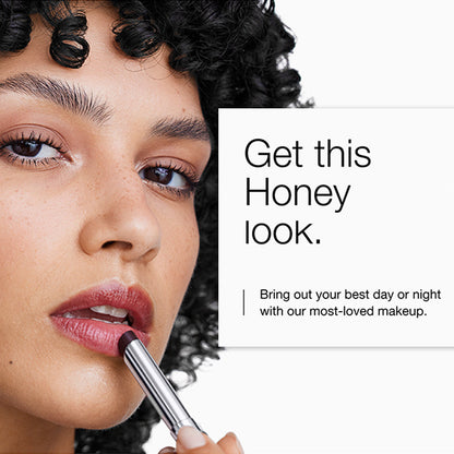 Honey-colored lipstick + mascara